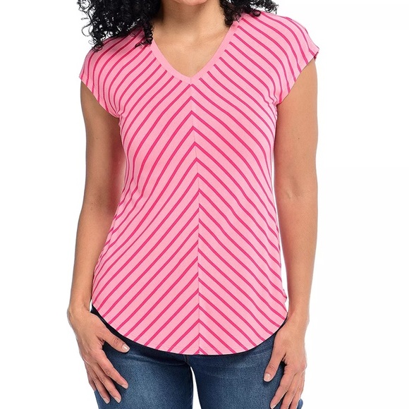 Christopher & Banks Tops - Women’s Christopher & Banks Pink Striped Tee‎